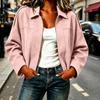 Women's Jacket with Notched Collar Zip Button Closure for Spring and Fall