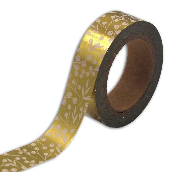 Masking Tape - TOGA - Baies blanches papier doré - 10 m - 1 pce