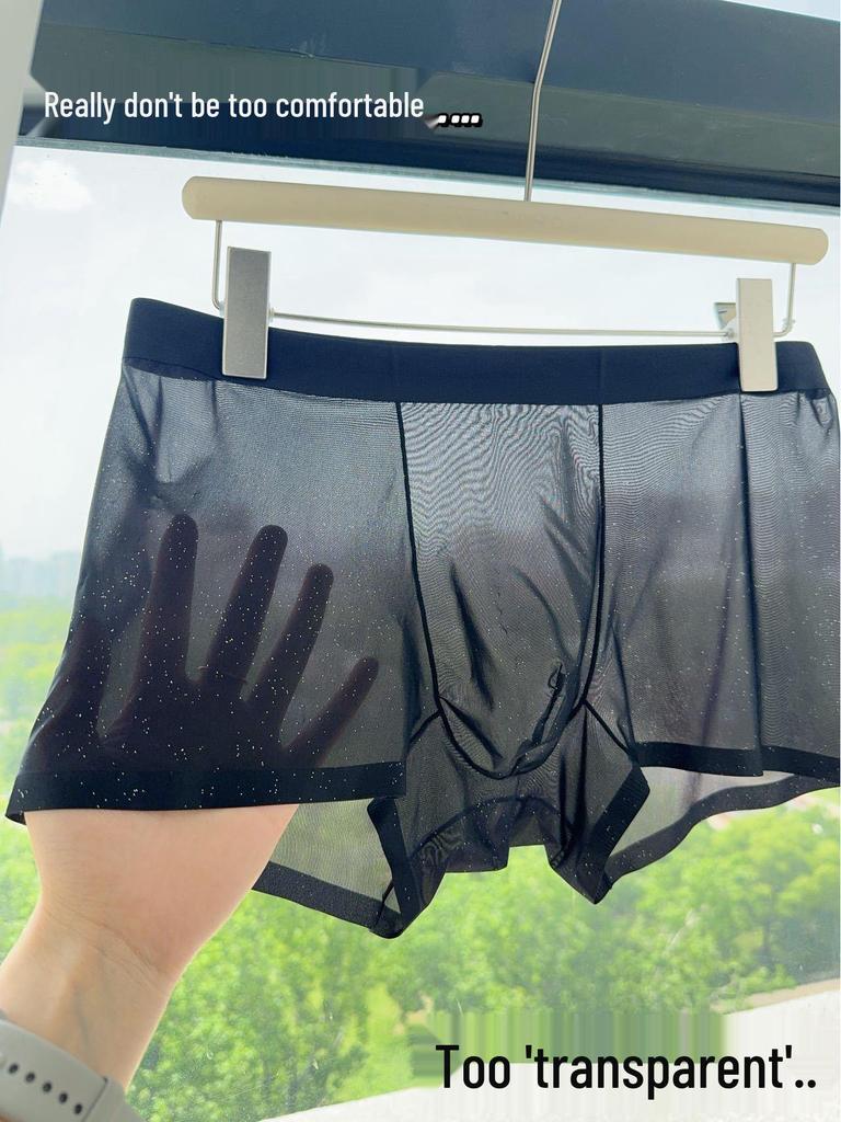 10A Antibacterial Gypsophila Ice Silk Men's Boxer Briefs - 50g Transparent Floating Mask