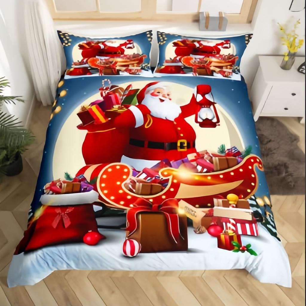 Quilt Cover Sheet Three-Piece Quilt Cover Santa Claus Christmas Series Children'S Bedding