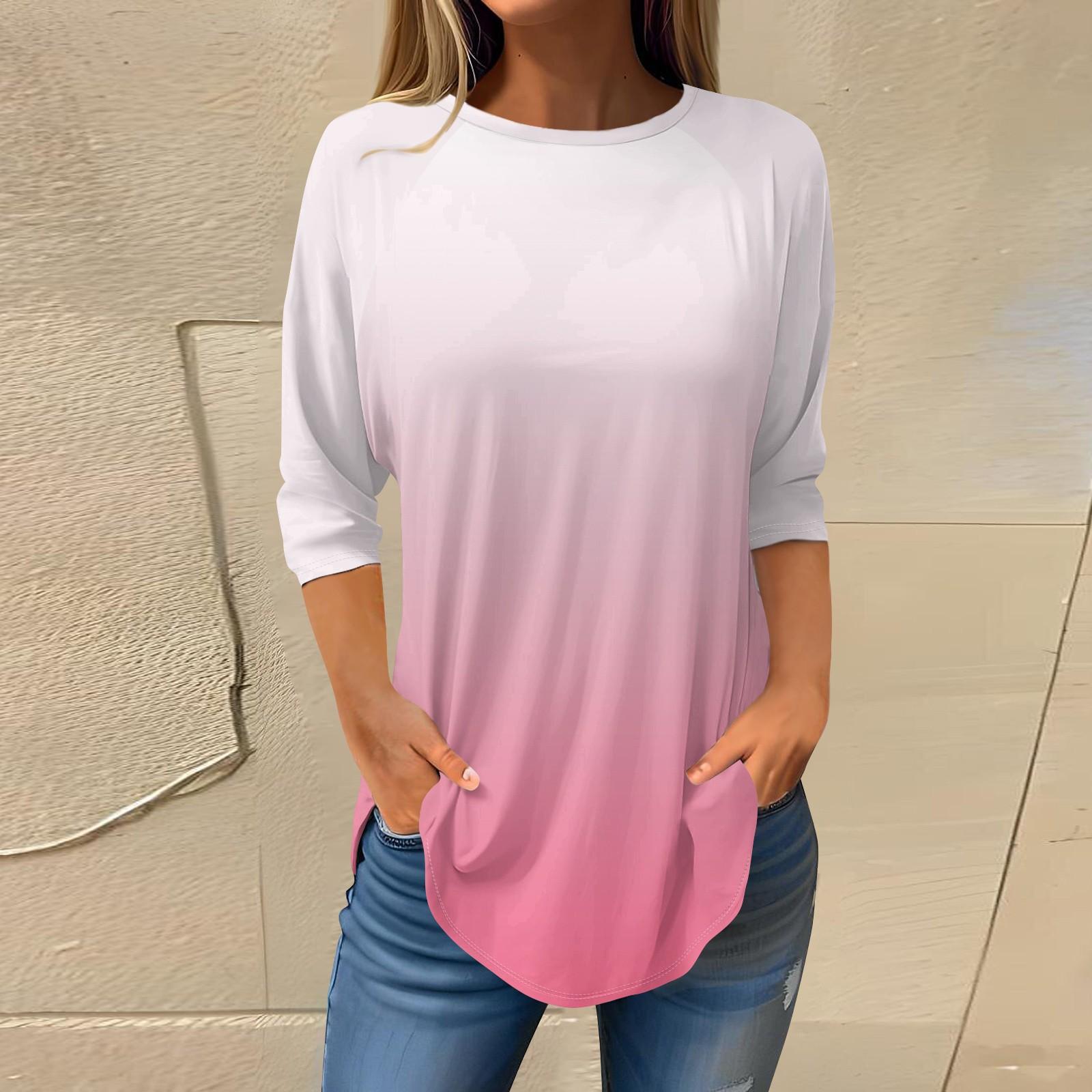 

Женские модные повседневные топы для выхода в свет с принтом и рукавом реглан, пуловер с рукавами 3/4, топы с круглым вырезом XXXL розовый