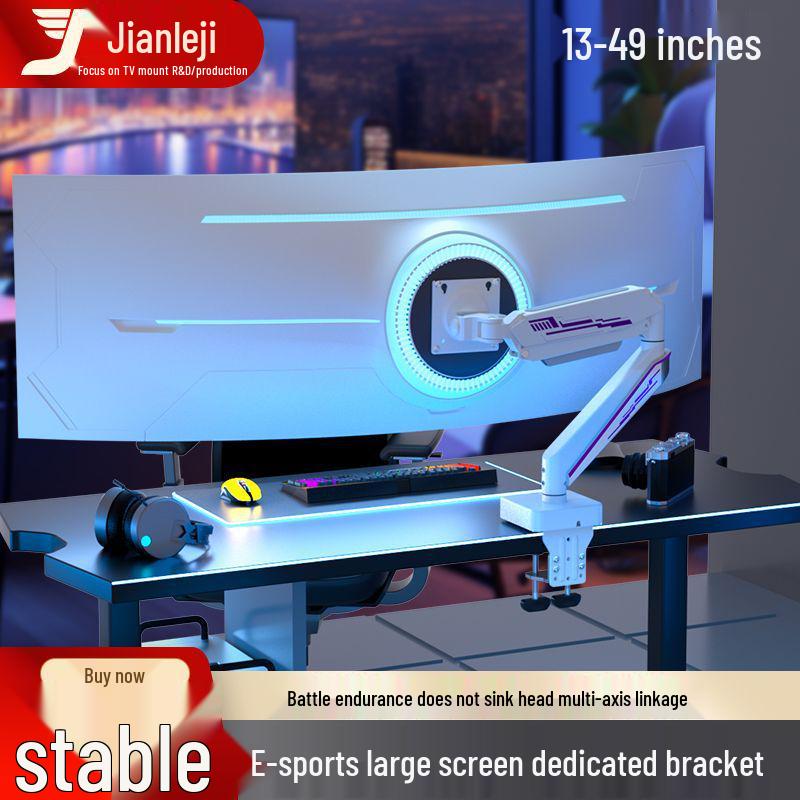 49" Ultraširoký Stojan na Monitor s Pneumatickým Ramenem, Instalace Bez Vrtání, RGB Osvětlení, E-sportovní Edice