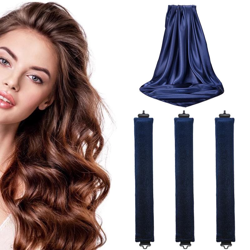 No-heat curling iron lazy sleep big wave belt 70cm silk scarf double hook type 3cm