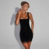 Y2K Sommer einfarbiges Pailletten-Träger-Rückenfreies Sexy Hüftbetontes Kleid für Damen
