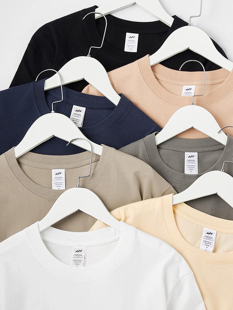 Cotton Short Sleeved T-shirt Women's Shoulder Round Neck Top Solid Color Half Sleeved Base Shirt Clothes