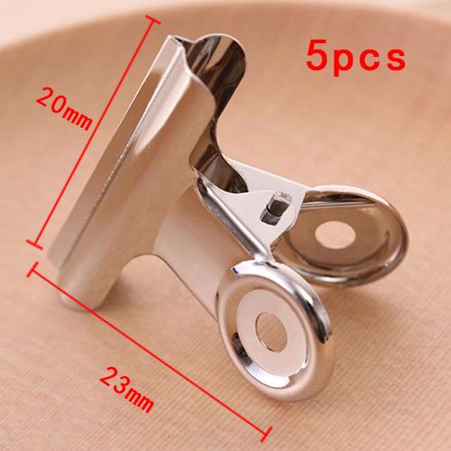 5PCS/Set Metal Paper Clip 20 29 38 51 62 73mm Foldback Metal Binder Clips Silver Grip Clamps Document Office School Stationery