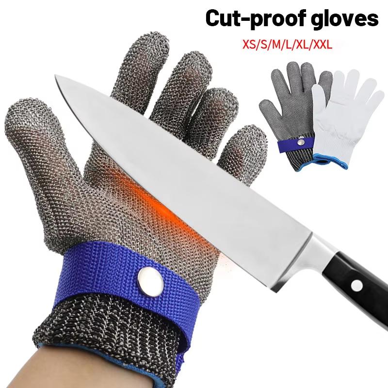 Schnittschutzhandschuhe in 6 Größen, schnittfest, stichfest, Edelstahldraht, Metallgeflecht, Metzgerschutz, Fleischschutz, schnittfester Handschuh