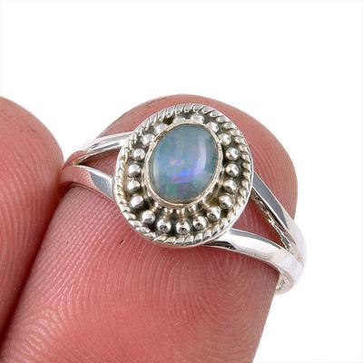 Natural Australian Opal Gemstone 925 Solid Sterling Silver Ring Size 5.5 V5j01