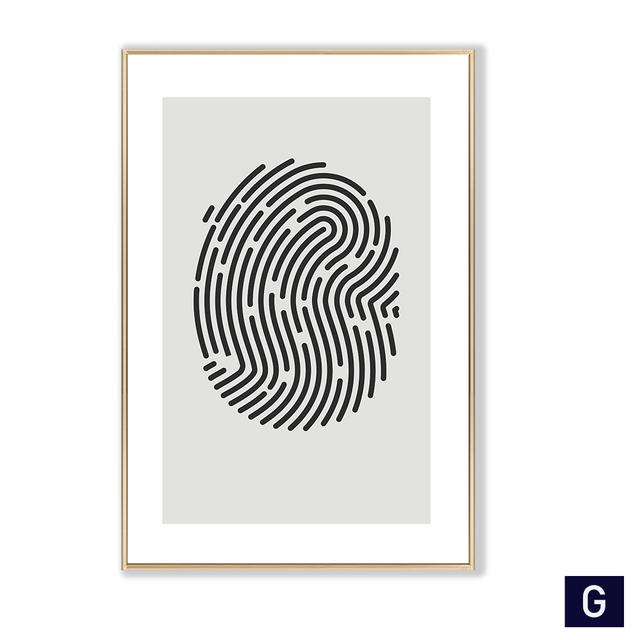 Arte Nordico Impronta Digitale Tela Poster Pittura Minimalista Stampa Astratta Immagine da Parete Nero Grigio Moderno Casa Decorazione Stanza