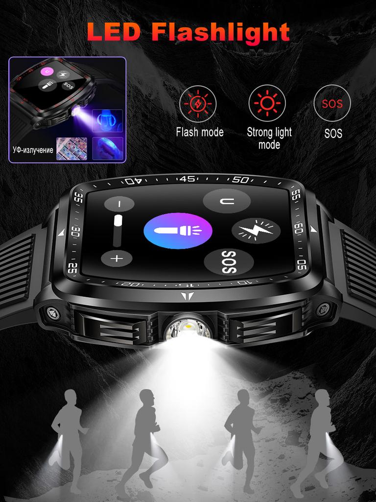 2025 For Xiaomi Outdoor Military LED Lighting Men Smartwatch Bluetooth Call IP68 Waterproof Heart Rate Sports Men Smartwatch