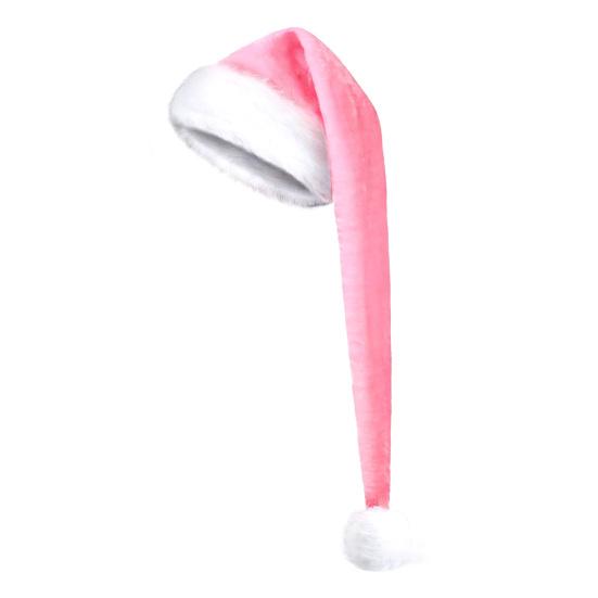 Santa Hat for Adult Unisex Velvet Plush Christmas Hat with Fluffy White Faux Fur Trim for New Year Holiday Party