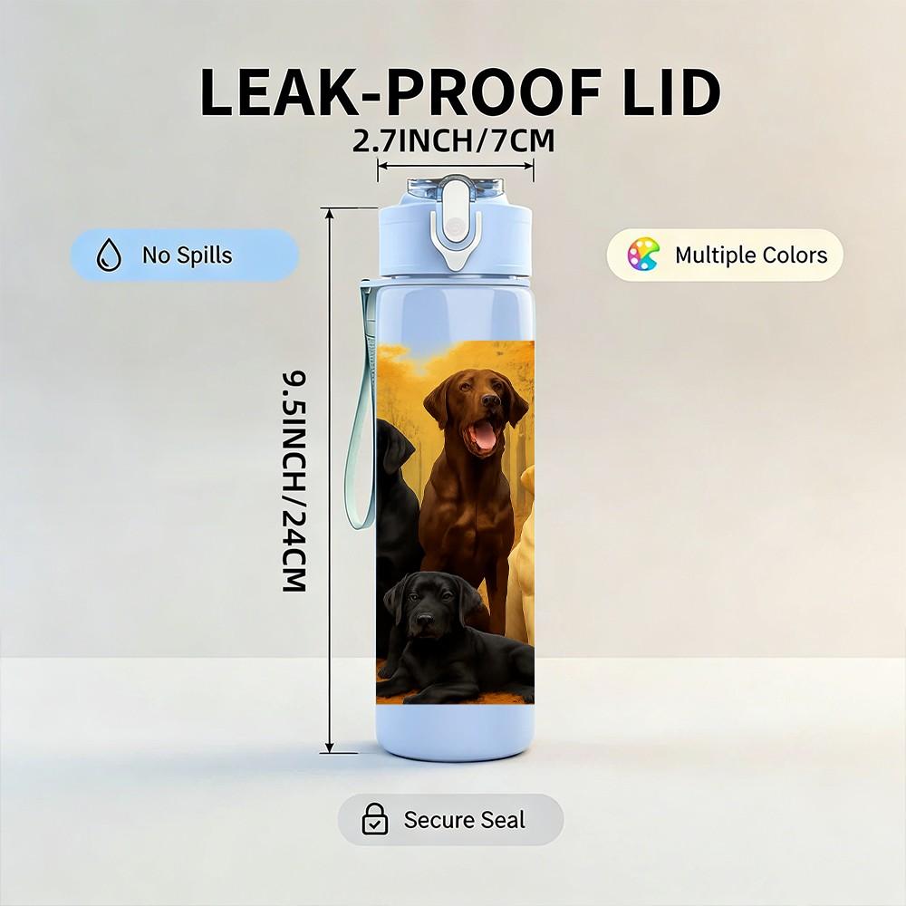 1PC Multi Breed Dog Group Portrait 750ml Color Plastic Sports Water Bottle Leakproof Flip Straw Lid For Sports Office Home Use