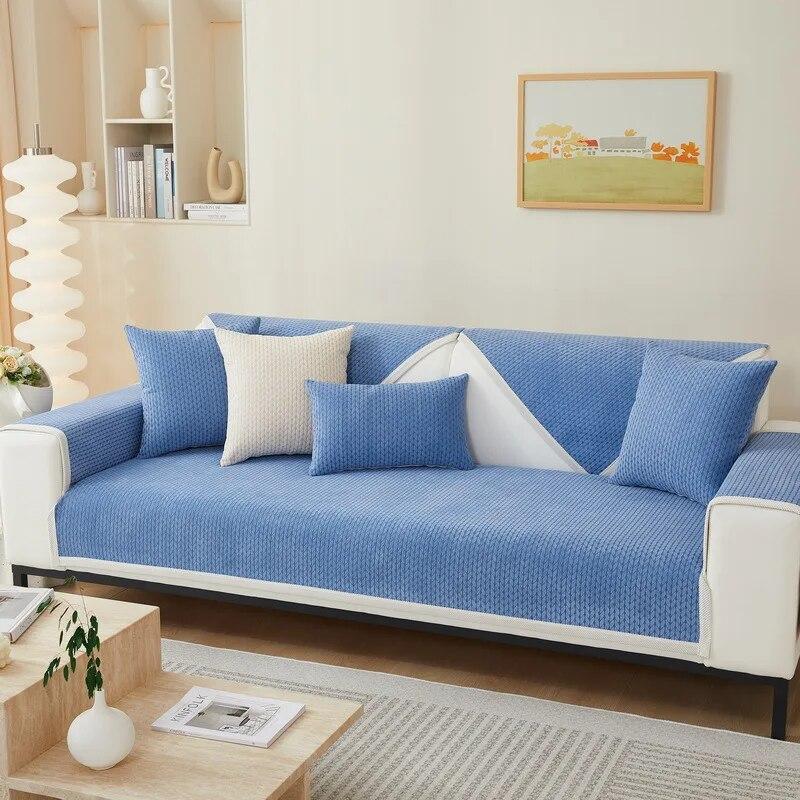 Chenille Anti-slip Sofa Cushion Cover Universal Four Seasons Wheat Ear Flower Design Soft Towel Fabric