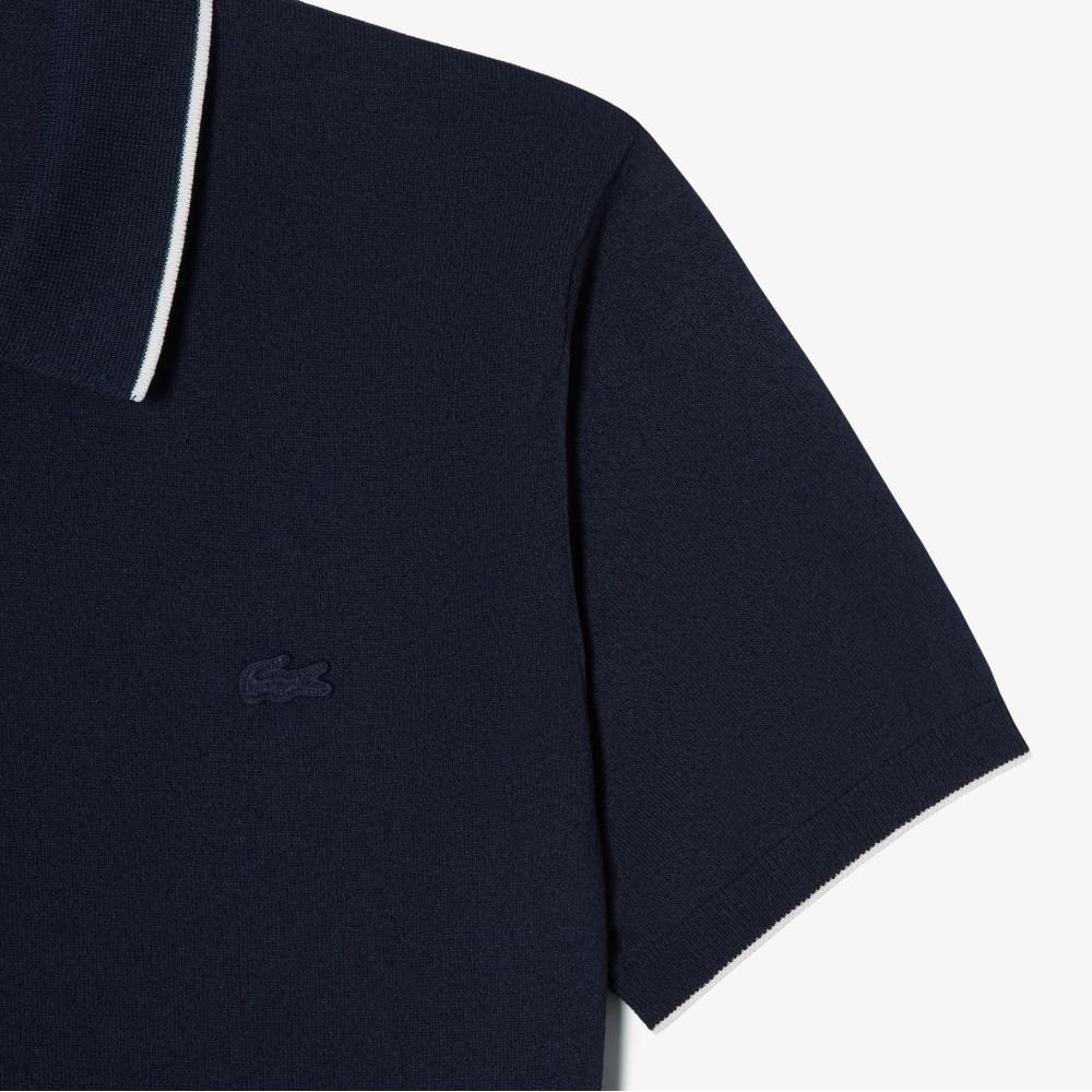 Lacoste Men's Tipped Paper Short Sleeve Sweater Polo Shirt PH744E-56G166