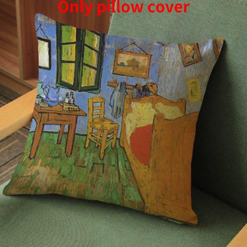 Moderne Künstlerische Ölmalerei Gedruckter Kissenbezug aus Baumwollleinen für Sofas und Autos