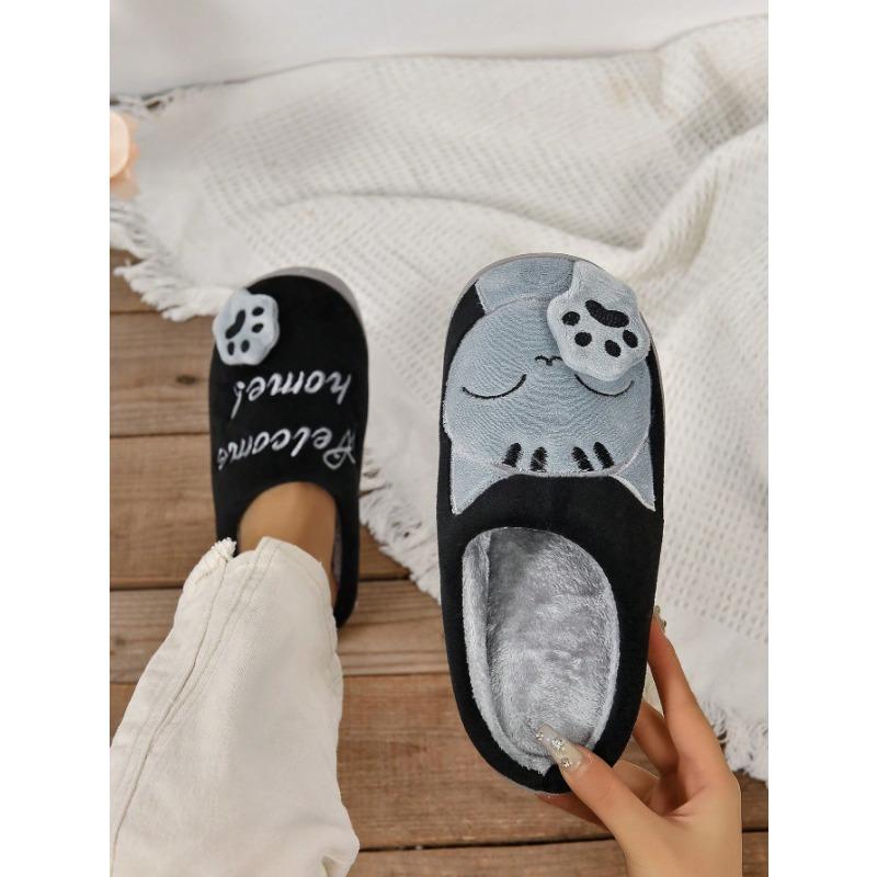 Home Slippers, New Cartoon Fluffy Slippers, Comfortable and Warm  Soft Plush Shoes, Solid Color Indoor Floor Slippers