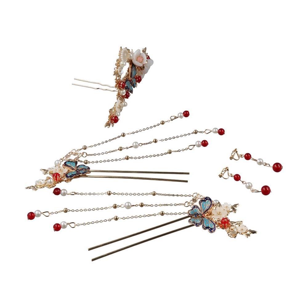 Tassel Chinese Style Hairpin Set Flower Hanfu Hair Stick Ancient Style   Women