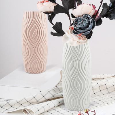 Blumenvase, elegant, unzerbrechlich, Kunststoff, kreativ, nordisch, Keramik-Look, Vase für Esstisch