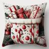 1pc Christmas Cushion Cover Candy House Snowman Pattern Cozy Soft Washable Cover Zippered Cushion Cases Gift for Home Decoration