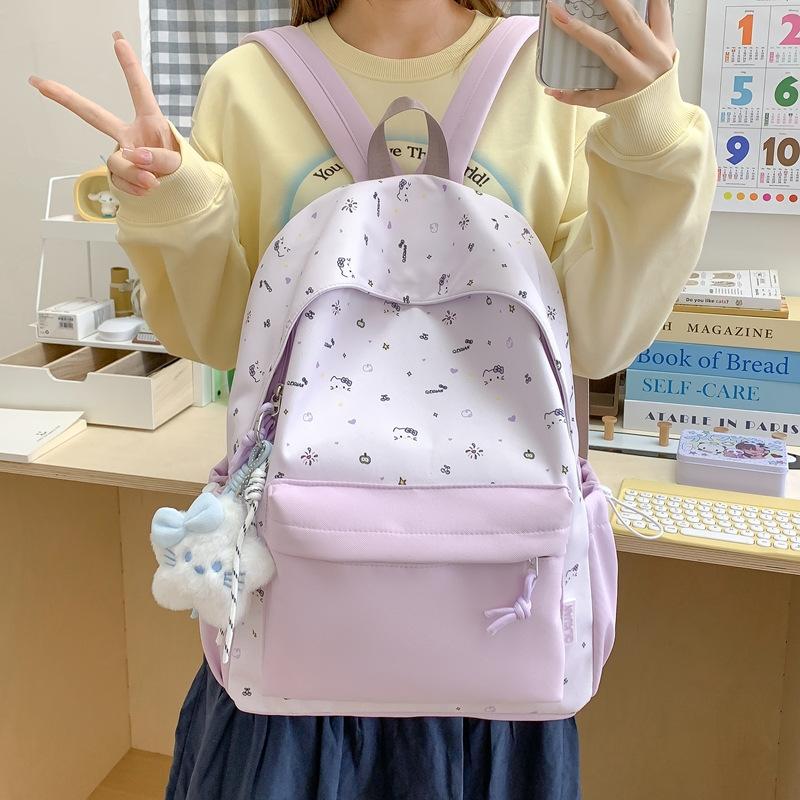 Schoolbag for girls, Korean style for middle and high school, lightweight and fresh backpack, large capacity cute girls' collegiate style backpack