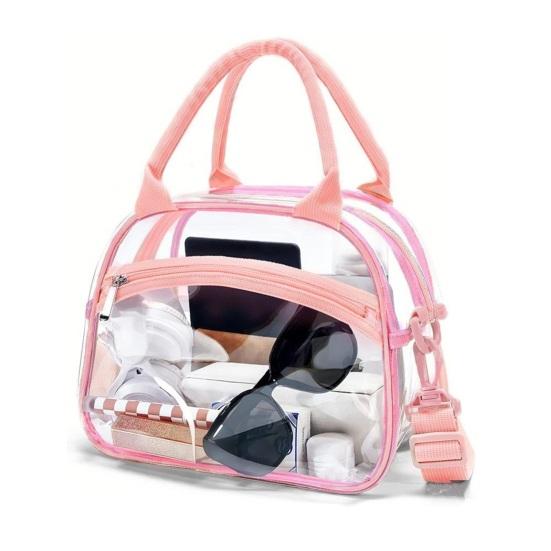 Transparent Handbag Clear Crossbody Tote with Adjustable Strap Large Capacity Waterproof Shoulder