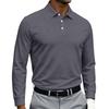 Men's Quick Dry Breathable Golf Polo Shirt Long Sleeve Button Collar Athletic Casual Shirt Sportswear