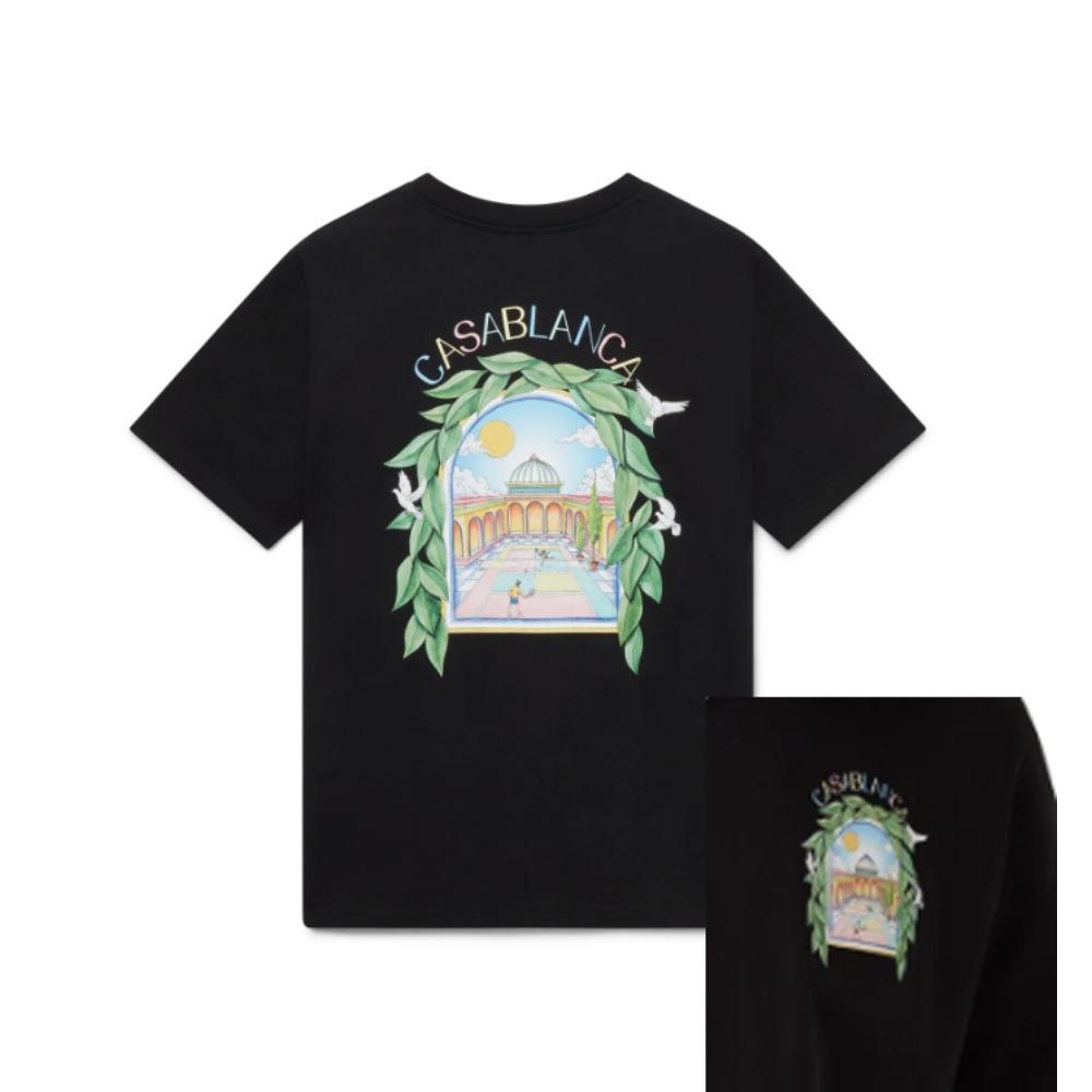 Resort T-shirt Women Men Summer Aesthetic Arch Window Graphic Loose O-neck Short Sleeve Vacation Tee