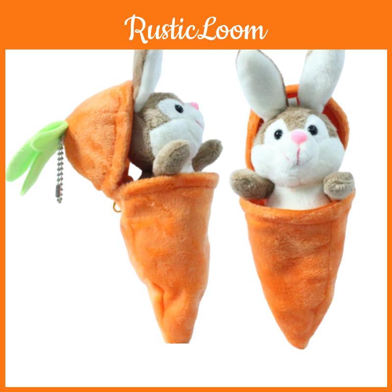 Cute Carrot Bunny Plush Toy Pendant For Bags And Keys, Soft Short Plush, 15cm Height