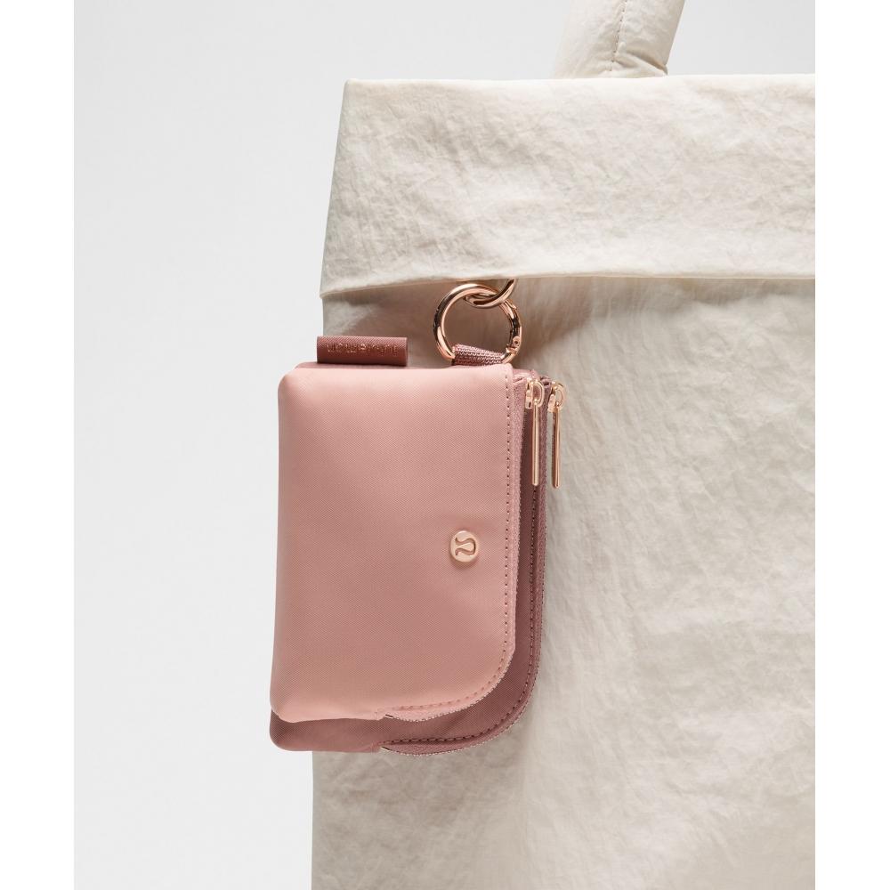 Lululemon Double Zip Clippable Card Pouch Red Clay Tea Rose