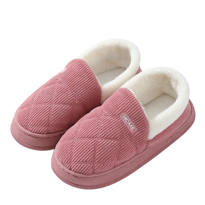 Women's and Men's Non-Slip Plush Cotton Slippers: Thick-Soled Indoor/Outdoor Wear for Autumn and Winter