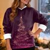 Women's Casual Fashion Plus Velvet Thickened Christmas Print Hooded Sweatshirt