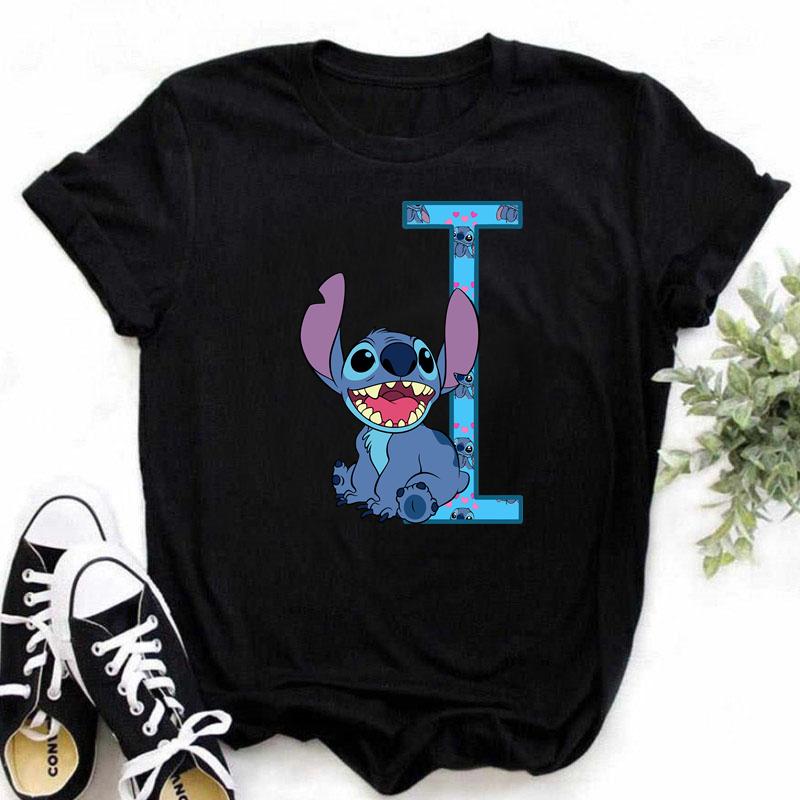Disney A-Z Buchstabe Sommer Damen Bedrucktes T-Shirt Lässiges Oberteil T-Shirt Mode Cartoon Übergröße T-Shirt Kawaii Y2k T-Shirt