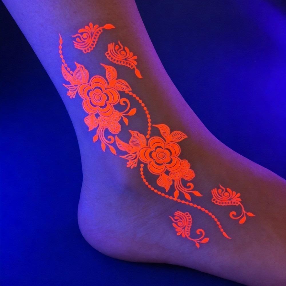Water Transfer Decals Henna Temporary Tattoo Fake Luminous Body Art Sticker  Music Festival