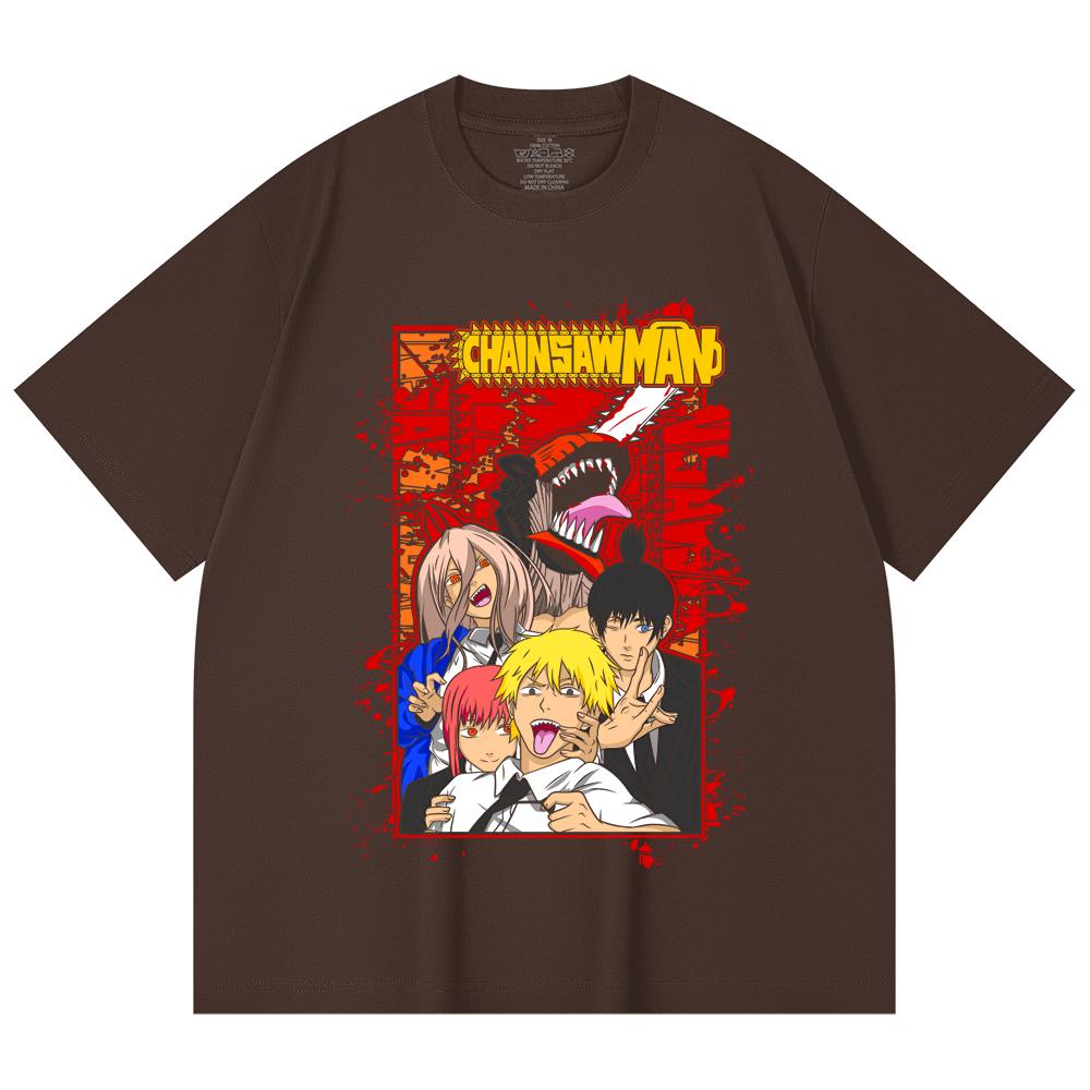 230 Gsm 100% Cotton Chainsaw Man V26 Print Unisex Heavy Cotton T Shirt