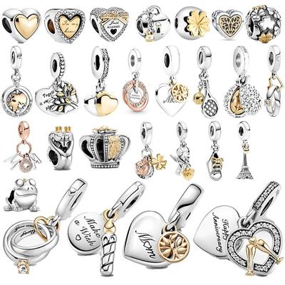 2023 Fit OriginalNew Bracelet DIY Women Jewelry New 925 Sterling Silver Bead Golden Heart-Shaped Lock Birthday Candle Charm