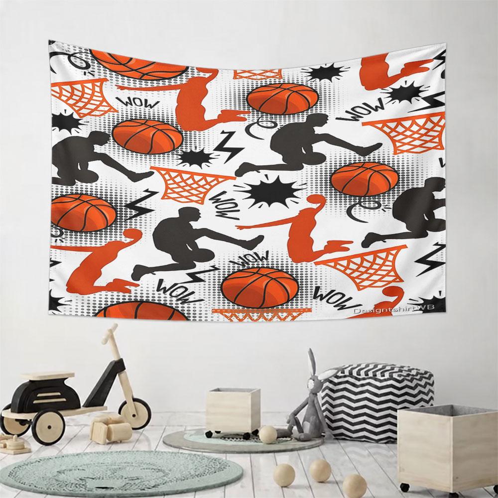 "Basketball Slam Dunk Pattern Design" Pattern Wall Hanging Tapestry Decorative Tapestry Home Decor for Bedroom and Living Room