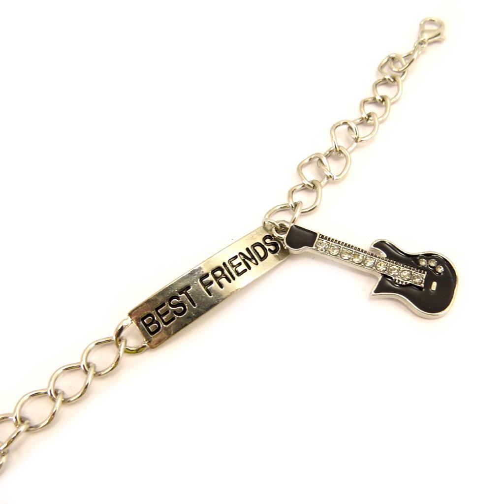 Les Trésors De Lily [L5165] - Black Silver 'Best Friends' Bracelet