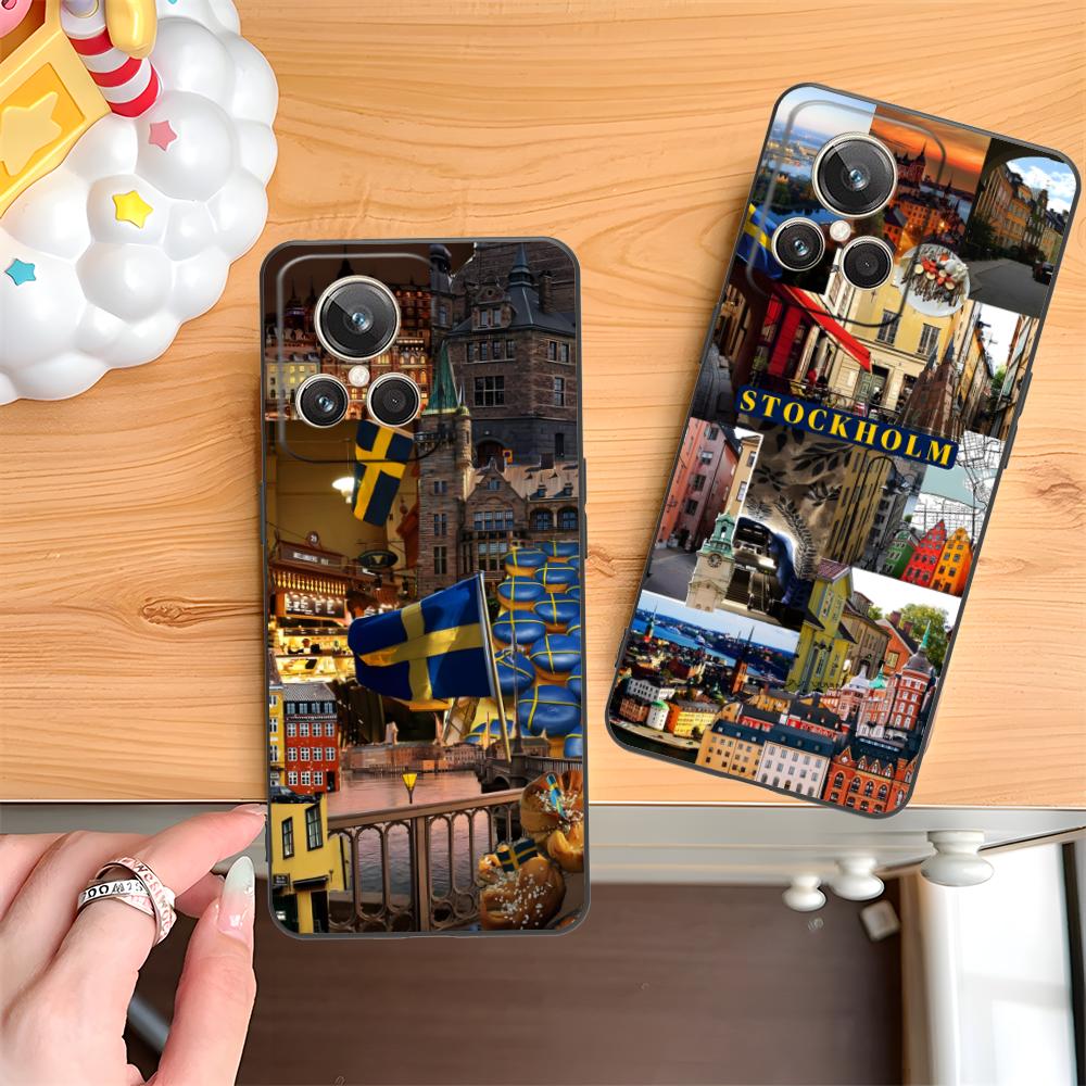 Sweden Flag Mobile Cell Phone Case for Realme 15 14 13 12 11 10 9 Pro Plus T i Lite 5G Colorful Printing Cover Cover Smartphone
