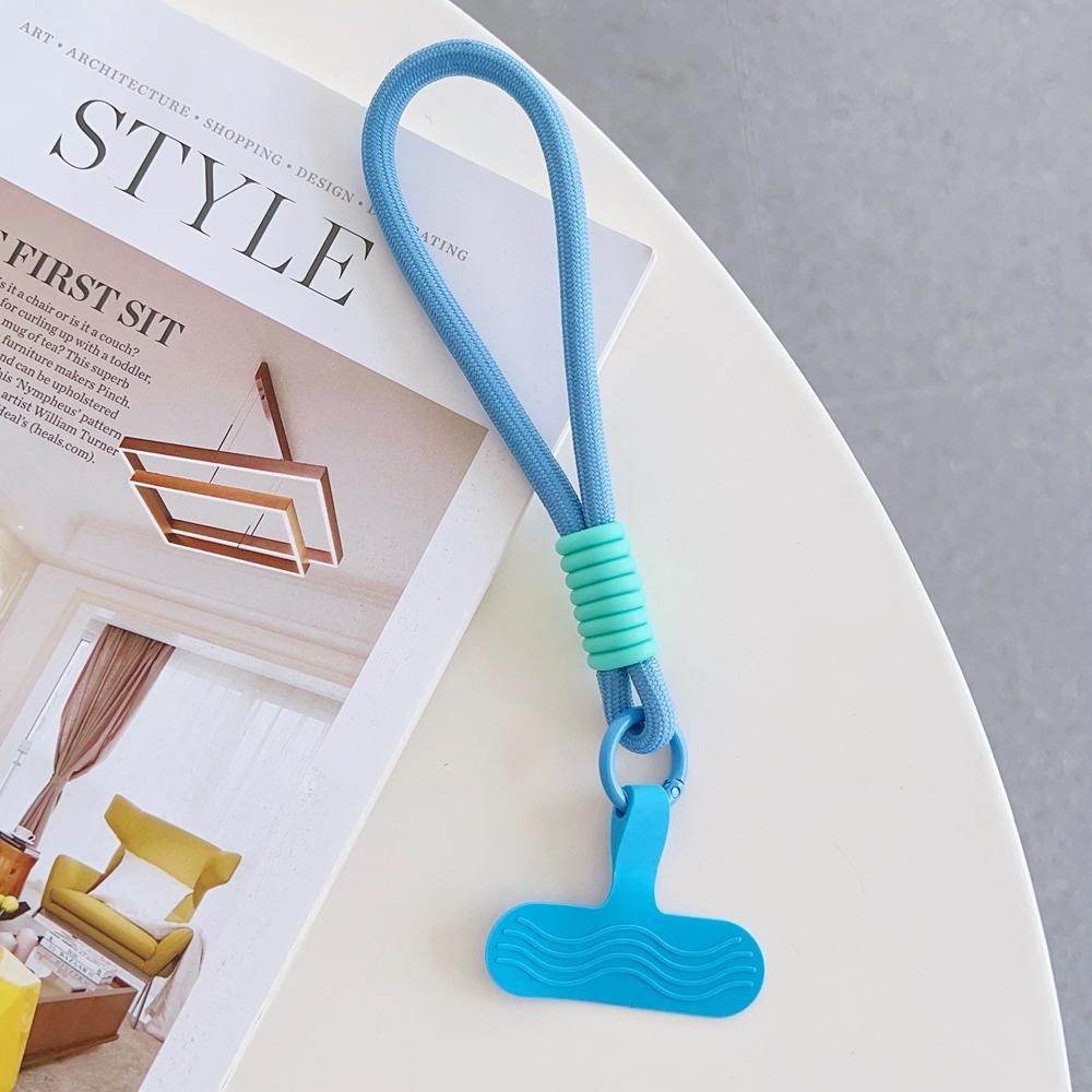 Universal Braided Short Mobile Phone Lanyard Strap Hanging Chain Ring Silicone Cord with Patch Wrist Strap Cell Phone Detachable