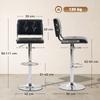 Bar Stools Modern PU Leather Adjustable Breakfast Bar Stools Backrest Set of 2 Black