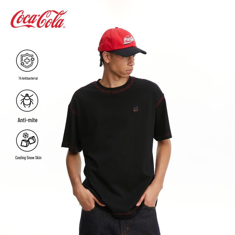 Coca-Cola 7A Anti-Bacterial Cool-Feel Drop Shoulder Short Sleeve T-Shirt Unisex XL