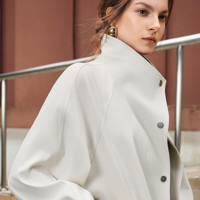ELLE French Style Mid-Length Trench Coat