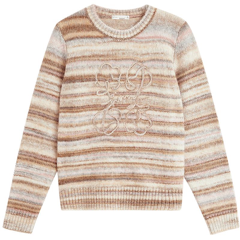 

Inman Gradient Rainbow Stripe Floral Embroidered Sweater XL