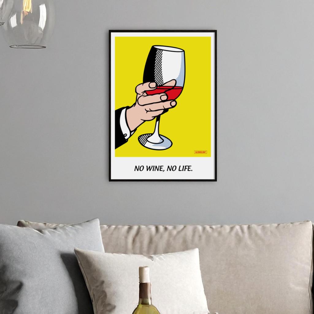 ALCOHOLIDAY Art Stylish Pop No No Life Poster, Poster, A2, Interior, Scandinavian, Alcohol, Wine, Art, Wine,