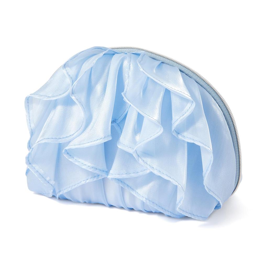 Francfranc Organza Flower Pouch S Light Blue Cosmetic Pouch Makeup Storage with Inner Pocket