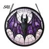 Horror Party Atmosphere Supplies Retro Halloween Pendant, Ghost/Bat/Spider Web/Pumpkin Head Print, Acrylic Disc Wall Decor Vintage Hanging Ornament