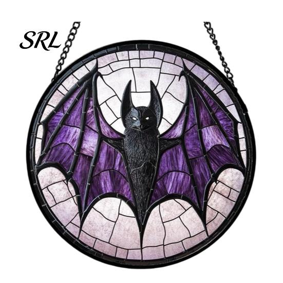 Horror Party Atmosphere Supplies Retro Halloween Pendant, Ghost/Bat/Spider Web/Pumpkin Head Print, Acrylic Disc Wall Decor Vintage Hanging Ornament