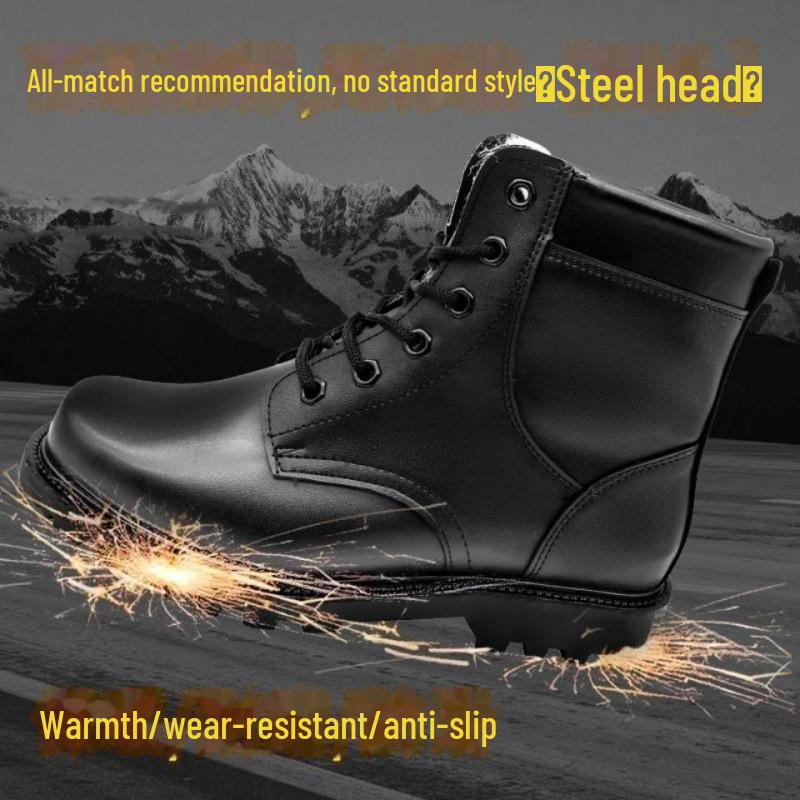 Herren-Schneestiefel aus Vollrindleder mit Wollfutter – Hohe, warme, kältebeständige Winterlederschuhe