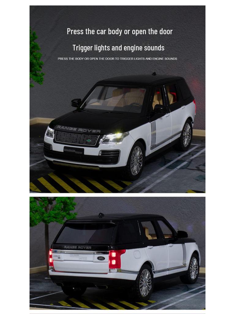 1/24 Land Rover Range Rover Alloy Model Car with Sound and Light - Large Off-Road Toy