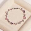 Braccialetto Rosa con Zirconia Cubica e Fiori di Vite, Braccialetto Metallico Dolce e Romantico per Donne Gioielli Regali per Matrimoni e Feste